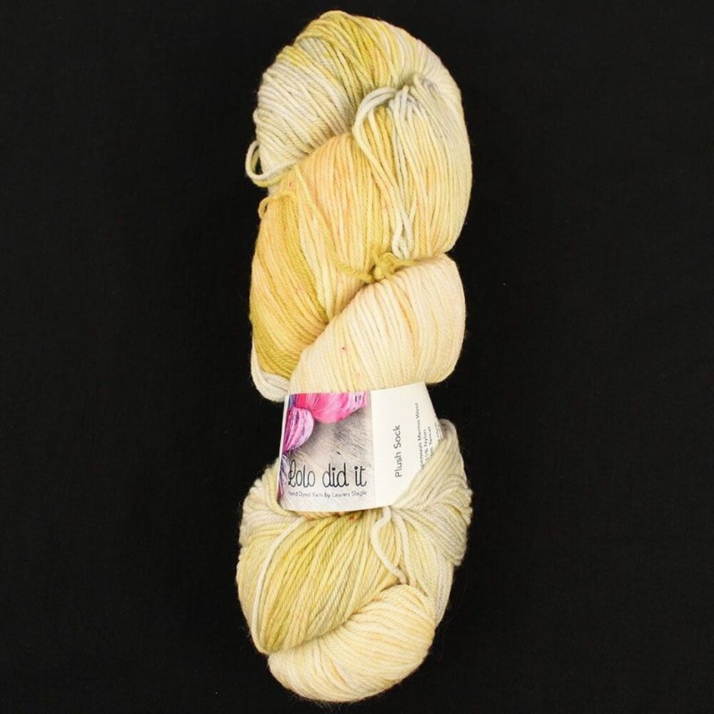 Lolo Did It Plush Sock Yarn SW Merino Nylon Tencel 430 Yds Mustards Last Stand